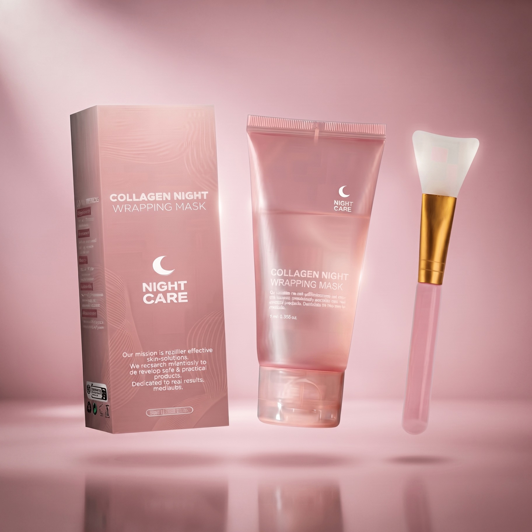 Veloura Collagen Night Wrapping Mask — tube, box and silicone application brush